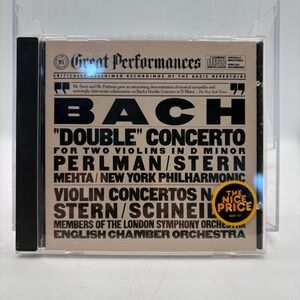 Bach Double Concerto Violin Concertos Perlman Stern Mehta CD MYK 38487‎ CBS